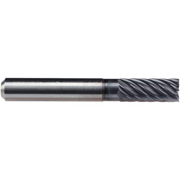 Emuge - 1/4" Diam, 17/32" LOC, 6 Flute Solid Carbide Roughing & Finishing End Mill - TiAlN Finish, 2-1/4" OAL, 1/4" Shank Diam, Cylindrical Shank, 40° Helix, Long Length - Eagle Tool & Supply