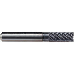 Emuge - 1/4" Diam, 17/32" LOC, 6 Flute Solid Carbide Roughing & Finishing End Mill - TiAlN Finish, 2-1/4" OAL, 1/4" Shank Diam, Cylindrical Shank, 40° Helix, Long Length - Eagle Tool & Supply