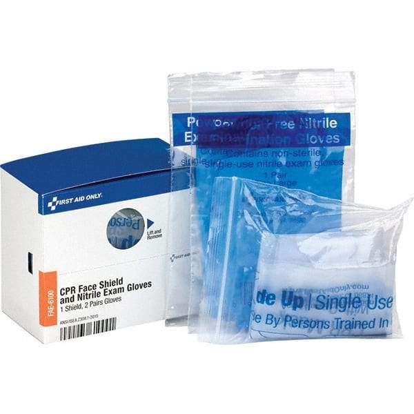 PRO-SAFE - Disposable CPR Masks/Breathers Compatible First Aid Kits: 59491, 59492 Includes: (4) Nitrile Exam Gloves; CPR Mask - Eagle Tool & Supply