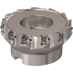 Seco - 12 Inserts, 125mm Cut Diam, 40mm Arbor Diam, 12mm Max Depth of Cut, Indexable Square-Shoulder Face Mill - 90° Lead Angle, 63mm High, LOEX12 Insert Compatibility, Through Coolant, Series 220.94-12 - Eagle Tool & Supply