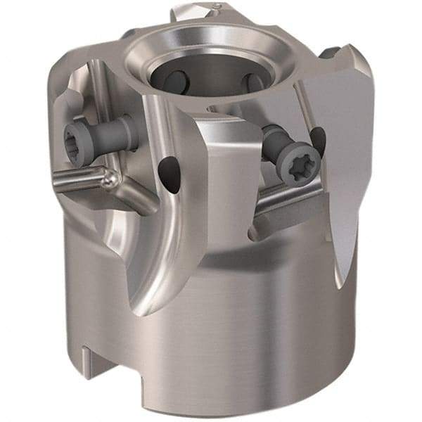 Seco - 4 Inserts, 40mm Cut Diam, 16mm Arbor Diam, 12mm Max Depth of Cut, Indexable Square-Shoulder Face Mill - 90° Lead Angle, 40mm High, LOEX12 Insert Compatibility, Through Coolant, Series 220.94-12 - Eagle Tool & Supply