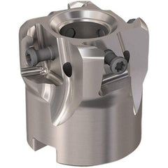 Seco - 4 Inserts, 40mm Cut Diam, 16mm Arbor Diam, 12mm Max Depth of Cut, Indexable Square-Shoulder Face Mill - 90° Lead Angle, 40mm High, LOEX12 Insert Compatibility, Through Coolant, Series 220.94-12 - Eagle Tool & Supply