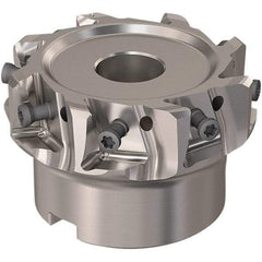Seco - 8 Inserts, 2-1/2" Cut Diam, 19.05mm Arbor Diam, 12mm Max Depth of Cut, Indexable Square-Shoulder Face Mill - 90° Lead Angle, 40mm High, LOEX12 Insert Compatibility, Through Coolant, Series 220.94-12 - Eagle Tool & Supply
