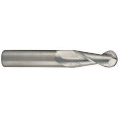 20 mm Dia. × 20 mm Shank × 37.3 mm DOC × 104 mm OAL, Carbide Uncoated, Spiral , 2 Flute, 35° Helix, Ballnose End Mill - Exact Industrial Supply