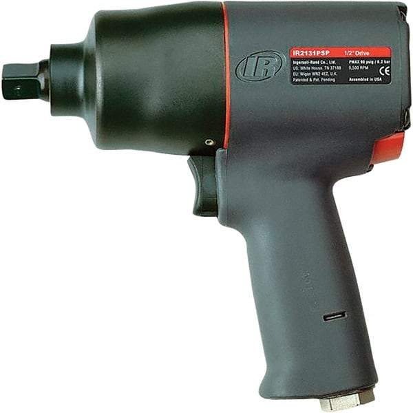 Ingersoll-Rand - 1/2" Drive, 9,500 RPM, 600 Ft/Lb Torque Impact Wrench - Pistol Grip Handle, 1,250 IPM, 23 CFM, 90 psi, 1/4" NPTF Inlet - Eagle Tool & Supply