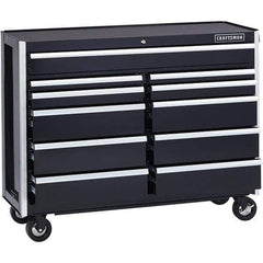 Craftsman - 11 Drawer 1,200 Lb Capacity Steel Tool Roller Cabinet - 52" Wide x 40-3/4" High x 18" Deep, Roller Bearing Drawer Slides, Black - Eagle Tool & Supply
