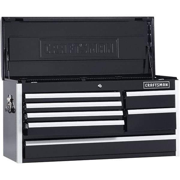 Craftsman - 1 Compartment 7 Drawer Top Tool Chest - 40-1/2" Wide x 16" Deep x 19-3/4" High, Steel, Black - Eagle Tool & Supply