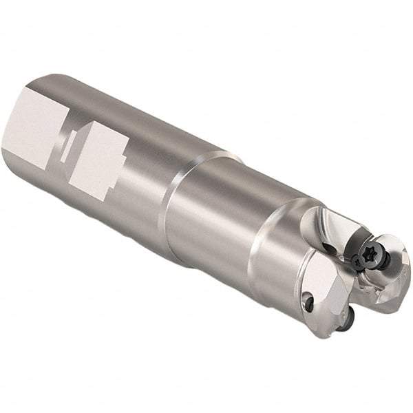 Seco - 13mm Cutting Diam, 25mm Shank Diam, 6mm Max Depth of Cut, Weldon Shank Indexable Copy End Mill - 2 Inserts, RP.. 1204 Insert, 217.29I-06 Toolholder, Steel, Through Coolant - Eagle Tool & Supply