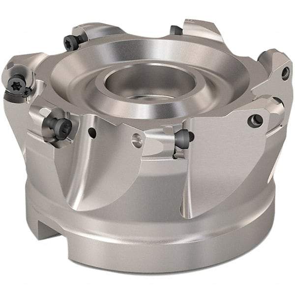 Seco - 80mm Cut Diam, 6mm Max Depth, 32mm Arbor Hole, 7 Inserts, RP..1204 Insert Style, Indexable Copy Face Mill - R220.29 Cutter Style, 9,200 Max RPM, 50mm High, Through Coolant, Series R220.29 - Eagle Tool & Supply