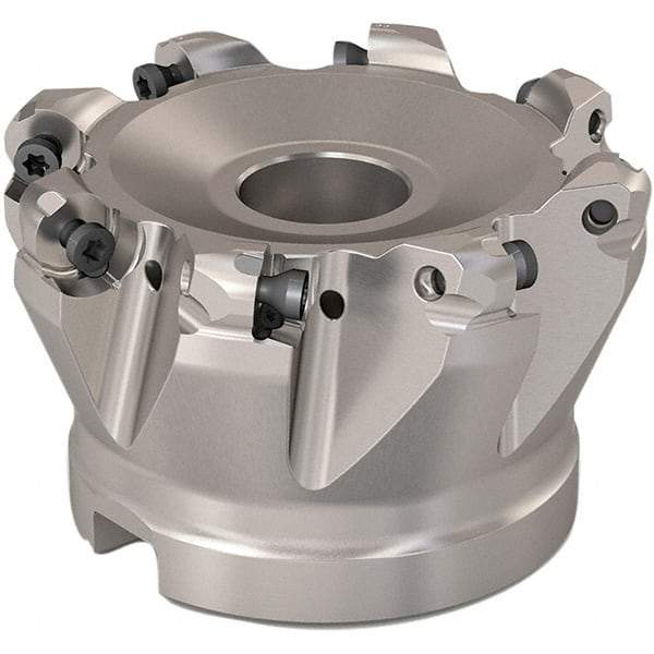 Seco - 68mm Cut Diam, 6mm Max Depth, 27mm Arbor Hole, 8 Inserts, RP..1204 Insert Style, Indexable Copy Face Mill - R220.29 Cutter Style, 10,000 Max RPM, 50mm High, Through Coolant, Series R220.29 - Eagle Tool & Supply
