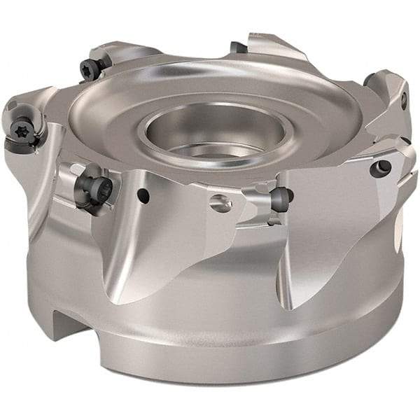 Seco - 89.6mm Cut Diam, 6mm Max Depth, 1-1/2" Arbor Hole, 7 Inserts, RP..1204 Insert Style, Indexable Copy Face Mill - R220.29 Cutter Style, 8,800 Max RPM, 2 High, Through Coolant, Series R220.29 - Eagle Tool & Supply