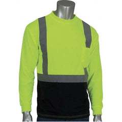 PIP - Size 3XL Black & Hi-Vis Yellow High Visibility Long Sleeve T-Shirt - Eagle Tool & Supply