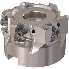 Seco - 6 Inserts, 63mm Cut Diam, 27mm Arbor Diam, 12mm Max Depth of Cut, Indexable Square-Shoulder Face Mill - 90° Lead Angle, 40mm High, LOEX12 Insert Compatibility, Through Coolant, Series 220.94-12 - Eagle Tool & Supply