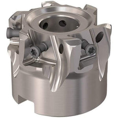 Seco - 6 Inserts, 50mm Cut Diam, 22mm Arbor Diam, 12mm Max Depth of Cut, Indexable Square-Shoulder Face Mill - 90° Lead Angle, 40mm High, LOEX12 Insert Compatibility, Through Coolant, Series 220.94-12 - Eagle Tool & Supply