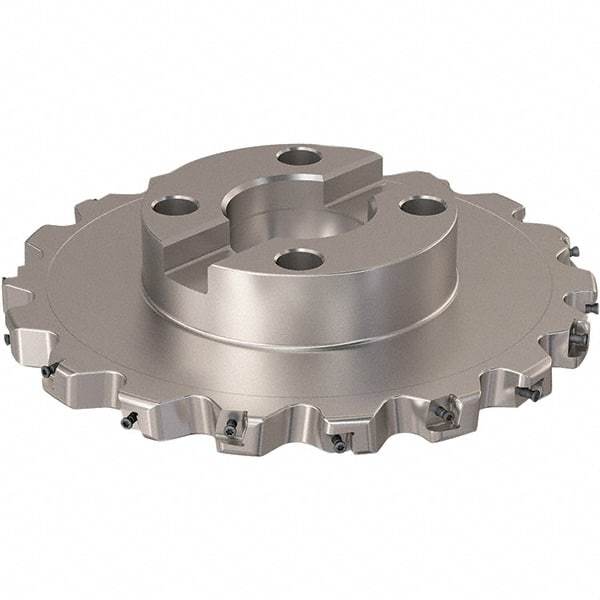 Seco - Shell Mount Connection, 0.787" Cutting Width, 59.31mm Depth of Cut, 250mm Cutter Diam, 60mm Hole Diam, 9 Tooth Indexable Slotting Cutter - R335.25 Toolholder, XNHQ 12 Insert, Right Hand Cutting Direction - Eagle Tool & Supply