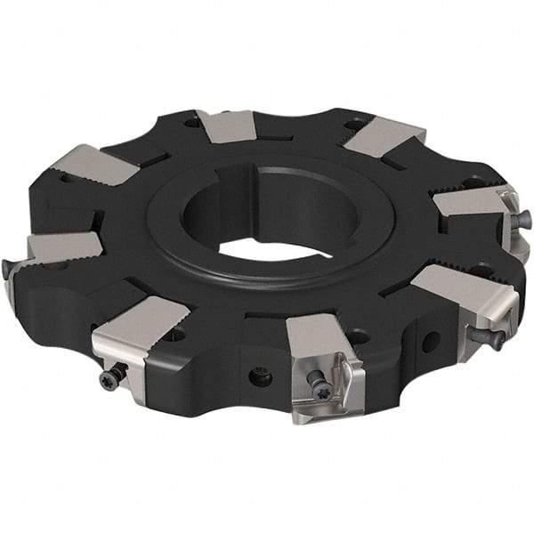 Seco - Arbor Hole Connection, 0.669" Cutting Width, 32.9mm Depth of Cut, 125mm Cutter Diam, 40mm Hole Diam, 4 Tooth Indexable Slotting Cutter - R335.25 Toolholder, XNHQ 1407 Insert, Neutral Cutting Direction - Eagle Tool & Supply