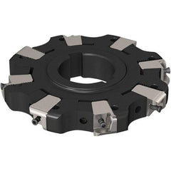 Seco - Arbor Hole Connection, 0.669" Cutting Width, 32.9mm Depth of Cut, 125mm Cutter Diam, 40mm Hole Diam, 4 Tooth Indexable Slotting Cutter - R335.25 Toolholder, XNHQ 1407 Insert, Neutral Cutting Direction - Eagle Tool & Supply