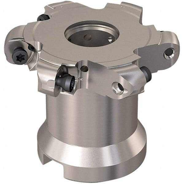 Seco - Shell Mount Connection, 0.472" Cutting Width, 15mm Depth of Cut, 63mm Cutter Diam, 22mm Hole Diam, 3 Tooth Indexable Slotting Cutter - R335.29 Toolholder, RP.. 1204 Insert, Right Hand Cutting Direction - Eagle Tool & Supply