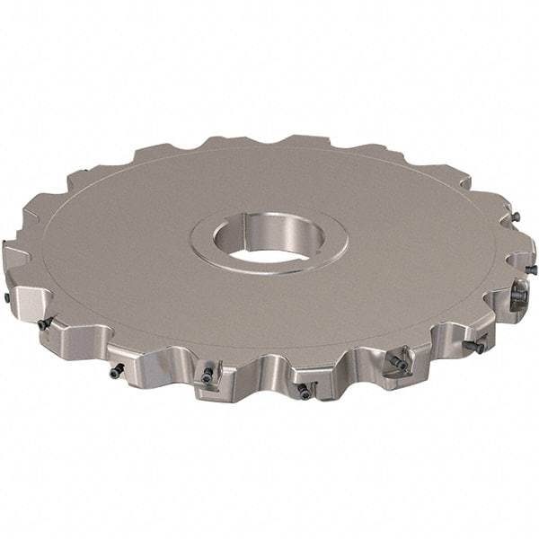 Seco - Arbor Hole Connection, 0.787" Cutting Width, 88.45mm Depth of Cut, 250mm Cutter Diam, 50mm Hole Diam, 9 Tooth Indexable Slotting Cutter - R335.25 Toolholder, XNHQ 12 Insert, Neutral Cutting Direction - Eagle Tool & Supply