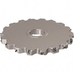 Seco - Arbor Hole Connection, 0.787" Cutting Width, 88.45mm Depth of Cut, 250mm Cutter Diam, 50mm Hole Diam, 9 Tooth Indexable Slotting Cutter - R335.25 Toolholder, XNHQ 12 Insert, Neutral Cutting Direction - Eagle Tool & Supply