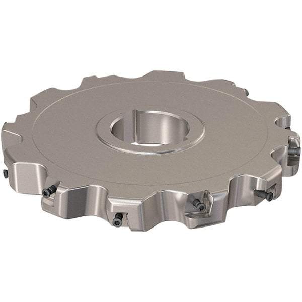 Seco - Arbor Hole Connection, 0.787" Cutting Width, 51.45mm Depth of Cut, 160mm Cutter Diam, 40mm Hole Diam, 6 Tooth Indexable Slotting Cutter - R335.25 Toolholder, XNHQ 12 Insert, Neutral Cutting Direction - Eagle Tool & Supply