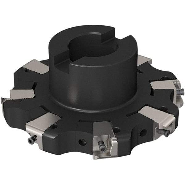 Seco - Shell Mount Connection, 0.669" Cutting Width, 32.32mm Depth of Cut, 125mm Cutter Diam, 32mm Hole Diam, 4 Tooth Indexable Slotting Cutter - R335.25 Toolholder, XNHQ 1407 Insert, Right Hand Cutting Direction - Eagle Tool & Supply
