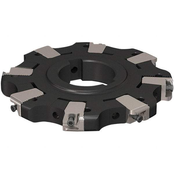 Seco - Arbor Hole Connection, 17/32" Cutting Width, 32.92mm Depth of Cut, 125mm Cutter Diam, 40mm Hole Diam, 4 Tooth Indexable Slotting Cutter - R335.25 Toolholder, XNHQ 1407 Insert, Neutral Cutting Direction - Eagle Tool & Supply