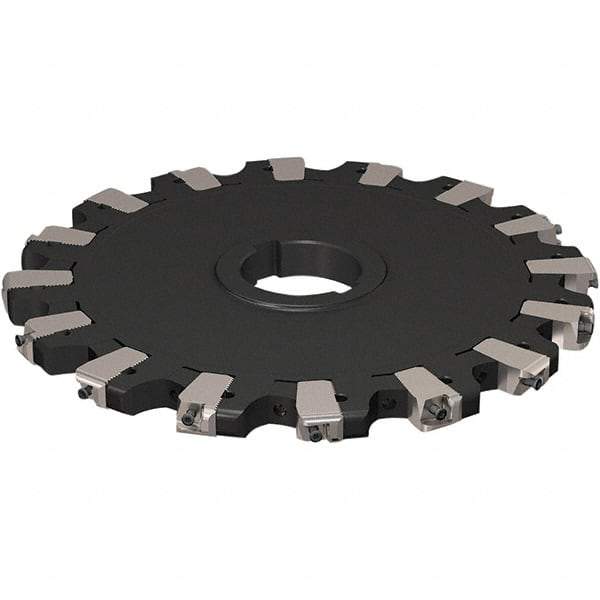 Seco - Arbor Hole Connection, 17/32" Cutting Width, 88.54mm Depth of Cut, 250mm Cutter Diam, 50mm Hole Diam, 8 Tooth Indexable Slotting Cutter - R335.25 Toolholder, XNHQ 1407 Insert, Neutral Cutting Direction - Eagle Tool & Supply