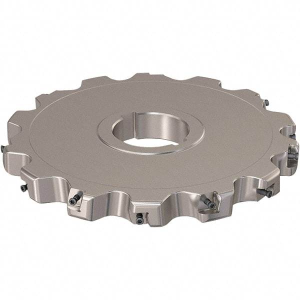 Seco - Arbor Hole Connection, 0.787" Cutting Width, 64.34mm Depth of Cut, 200mm Cutter Diam, 50mm Hole Diam, 7 Tooth Indexable Slotting Cutter - R335.25 Toolholder, XNHQ 12 Insert, Neutral Cutting Direction - Eagle Tool & Supply