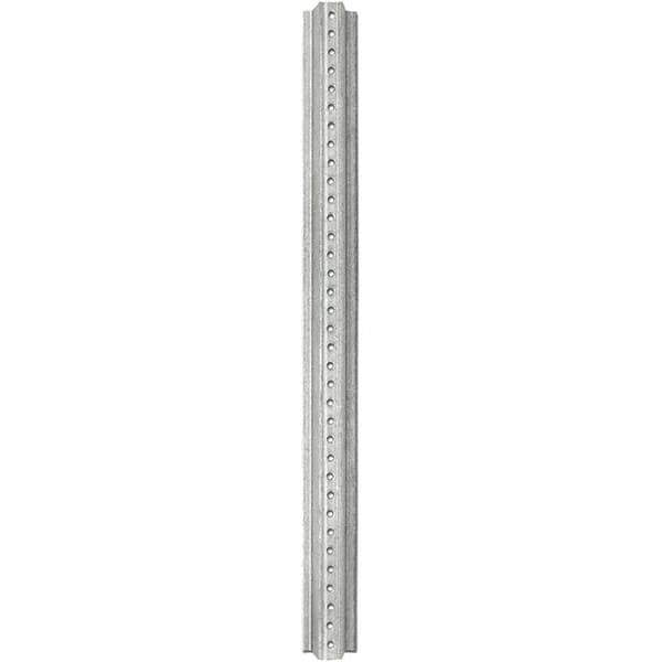 Nucor - 3' High, Galvanized Traffic Sign Post - Steel, 3/8" Hole Diam, Silver - Eagle Tool & Supply