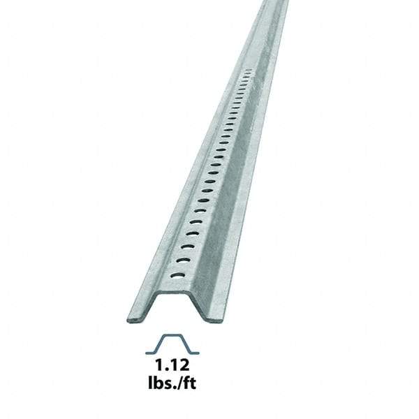 Nucor - 6' High, Galvanized Traffic Sign Post - Steel, 3/8" Hole Diam, Silver - Eagle Tool & Supply