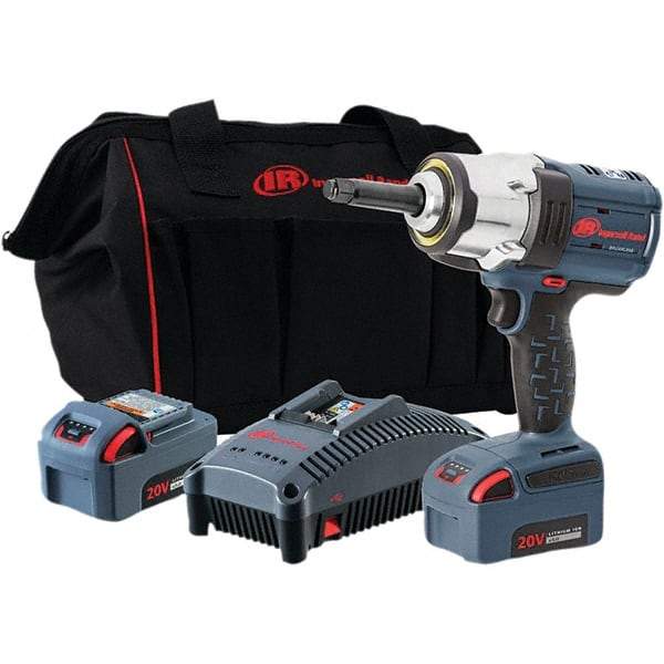 Ingersoll-Rand - 1/2" Drive 20 Volt Pistol Grip Cordless Impact Wrench & Ratchet - 0 to 1,900 RPM, 0 to 2,450 BPM, 1,500 Ft/Lb Torque, 2 Lithium-Ion Batteries - Eagle Tool & Supply