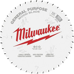 Milwaukee Tool - 10" Diam, 5/8" Arbor Hole Diam, 40 Tooth Wet & Dry Cut Saw Blade - Tungsten Carbide-Tipped, General Purpose Action, Standard Round Arbor - Eagle Tool & Supply