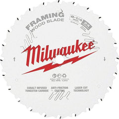 Milwaukee Tool - 8-1/4" Diam, 5/8" Arbor Hole Diam, 24 Tooth Wet & Dry Cut Saw Blade - Tungsten Carbide-Tipped, Framing Action, Standard Round Arbor - Eagle Tool & Supply