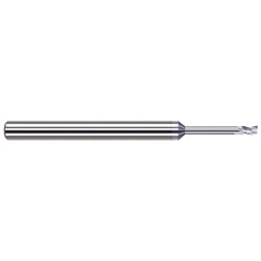 Square End Mill: 7/64'' Dia, 0.164'' LOC, 1/8'' Shank Dia, 2-1/2'' OAL, 3 Flutes, Solid Carbide Single End, TiB2 Finish, 42 ° Variable Helix, Centercutting, RH Cut, RH Flute