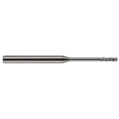 Square End Mill: 1/8'' Dia, 5/8'' LOC, 1/8'' Shank Dia, 2-1/2'' OAL, 4 Flutes, Solid Carbide Single End, Uncoated, 30 ° Helix, Centercutting, RH Cut, RH Flute
