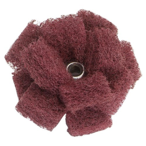 1 1/2″ × 1 1/2″ × 1/2″ Cross Buff 3-Ply Medium Grit 8-32 Eyelet Aluminum Oxide - Eagle Tool & Supply