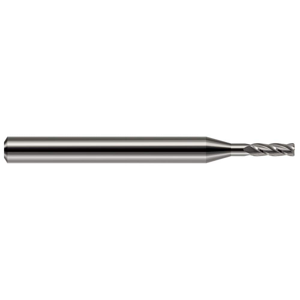 Corner Radius End Mill: 0.047″ Dia, 0.141″ LOC, 0.005″ Radius, 2 Flutes, Solid Carbide 1-1/2″ OAL, 1/8″ Shank Dia, 30 ° Helix, Bright/Uncoated, Corner Radius End