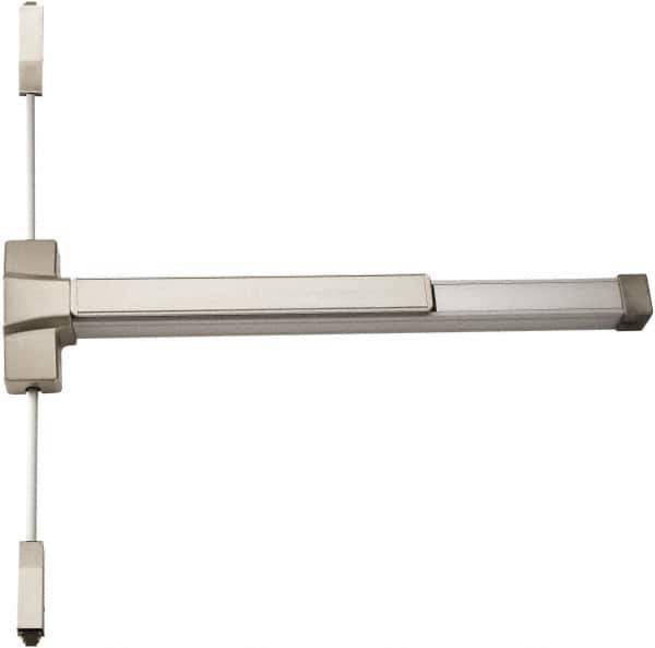 PDQ - Fire Rated, Nonhanded, Surface Vertical Rod - Antimicrobial Coated, Satin Stainless Steel Finish, 33 to 48" Door Width, Grade 1 - Eagle Tool & Supply