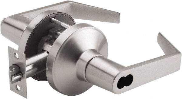 PDQ - Heavy Duty Entrance Lever Lockset - 2-3/4" Back Set, Small Format I/C Less Cylinder, Zinc, Antimicrobial Coated, Satin Chrome Plated Finish - Eagle Tool & Supply