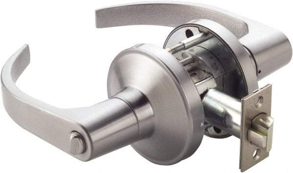 PDQ - Heavy Duty Privacy Lever Lockset - 2-3/4" Back Set, Keyless Cylinder, Zinc, Antimicrobial Coated, Satin Chrome Plated Finish - Eagle Tool & Supply