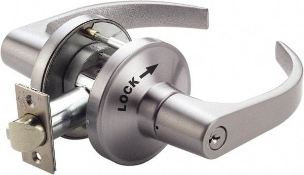 PDQ - Heavy Duty Classroom Intruder Lever Lockset - 2-3/4" Back Set, Small Format I/C Less Cylinder, Zinc, Antimicrobial Coated, Satin Chrome Plated Finish - Eagle Tool & Supply