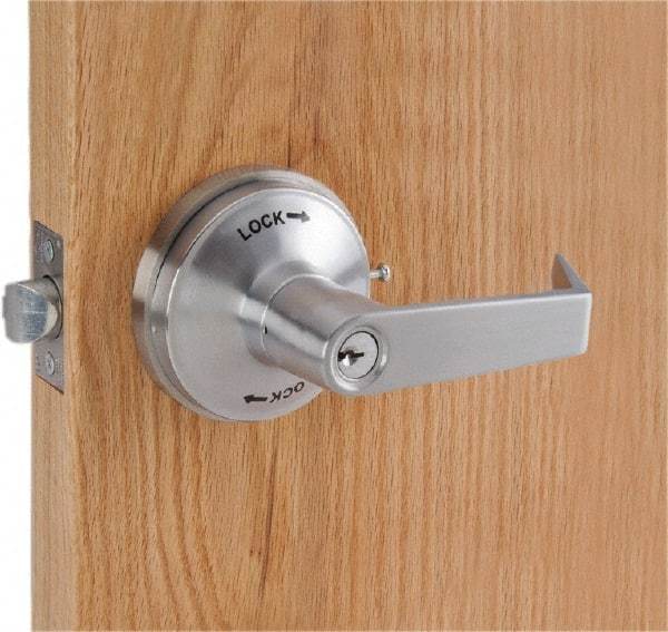 PDQ - Heavy Duty Classroom Intruder Lever Lockset - 2-3/4" Back Set, Small Format I/C Less Cylinder, Zinc, Satin Chrome Plated Finish - Eagle Tool & Supply