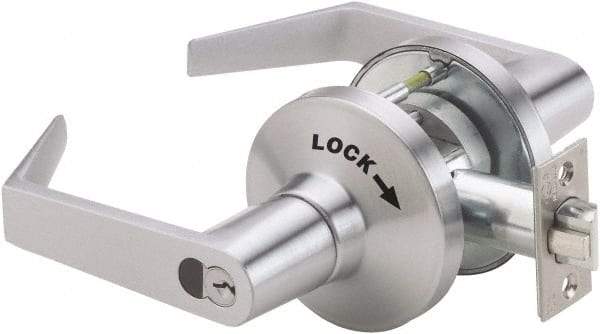 PDQ - Heavy Duty Classroom Intruder Lever Lockset - 2-3/4" Back Set, Small Format I/C Less Cylinder, Zinc, Satin Chrome Plated Finish - Eagle Tool & Supply