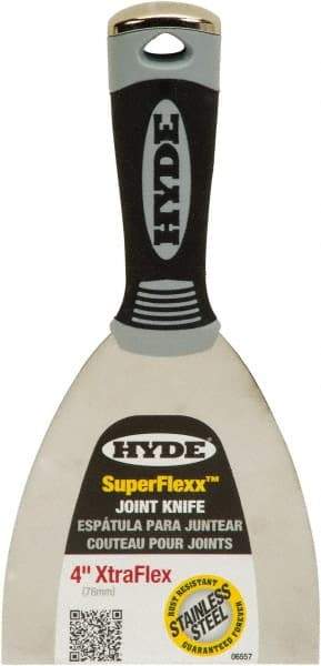 Hyde Tools - 4" Wide Spring Blade Stainless Steel Joint Knife - Flexible, Plastic Handle - Eagle Tool & Supply