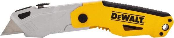 DeWALT - 1-1/4" Blade, 7-1/2" OAL, Utility Blade Folding Knife - 4-1/2" Closed Length, Metal, 3 Blades, 1 Edge - Eagle Tool & Supply