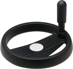 Elesa - 3.9", 2 Spoke Handwheel with Revolving Handle - 0.71" Hub, High Impact Strength Technopolymer, Black Matte Finish - Eagle Tool & Supply