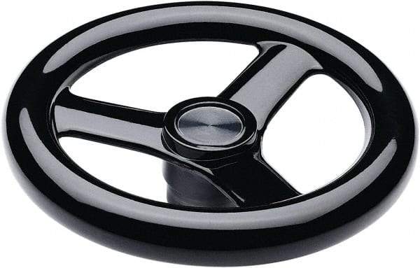 Elesa - 11.34", 3 Spoke Handwheel - 2.28" Hub, Duroplast, Black Glossy Finish - Eagle Tool & Supply