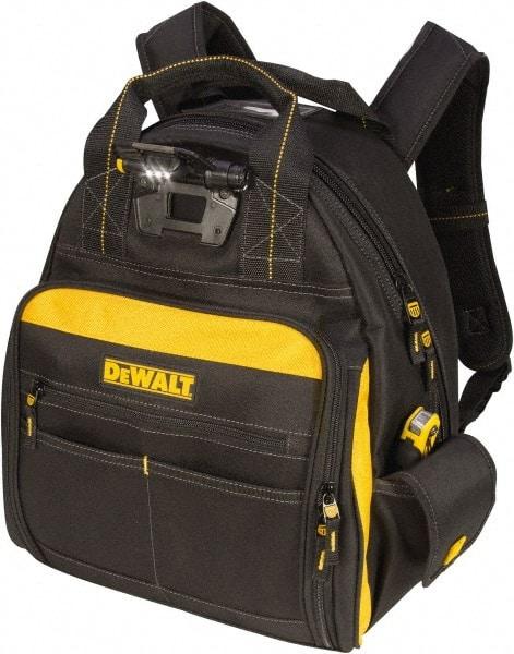 DeWALT - 57 Pocket Black & Yellow Backpack Tool Bag - 15-1/2" Wide x 8" Deep x 19" High - Eagle Tool & Supply