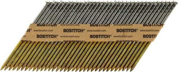 Stanley Bostitch - 11 Gauge 0.12" Shank Diam 3" Long Framing Nails for Power Nailers - Steel, Bright Finish, Ring Shank, Angled Stick Paper Tape Collation, Round Head - Eagle Tool & Supply